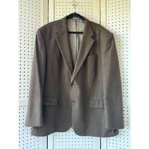 Oscar De La Renta Brown Suit Jacket Sportscoat Wool Cashmere Nylon Men's 50R